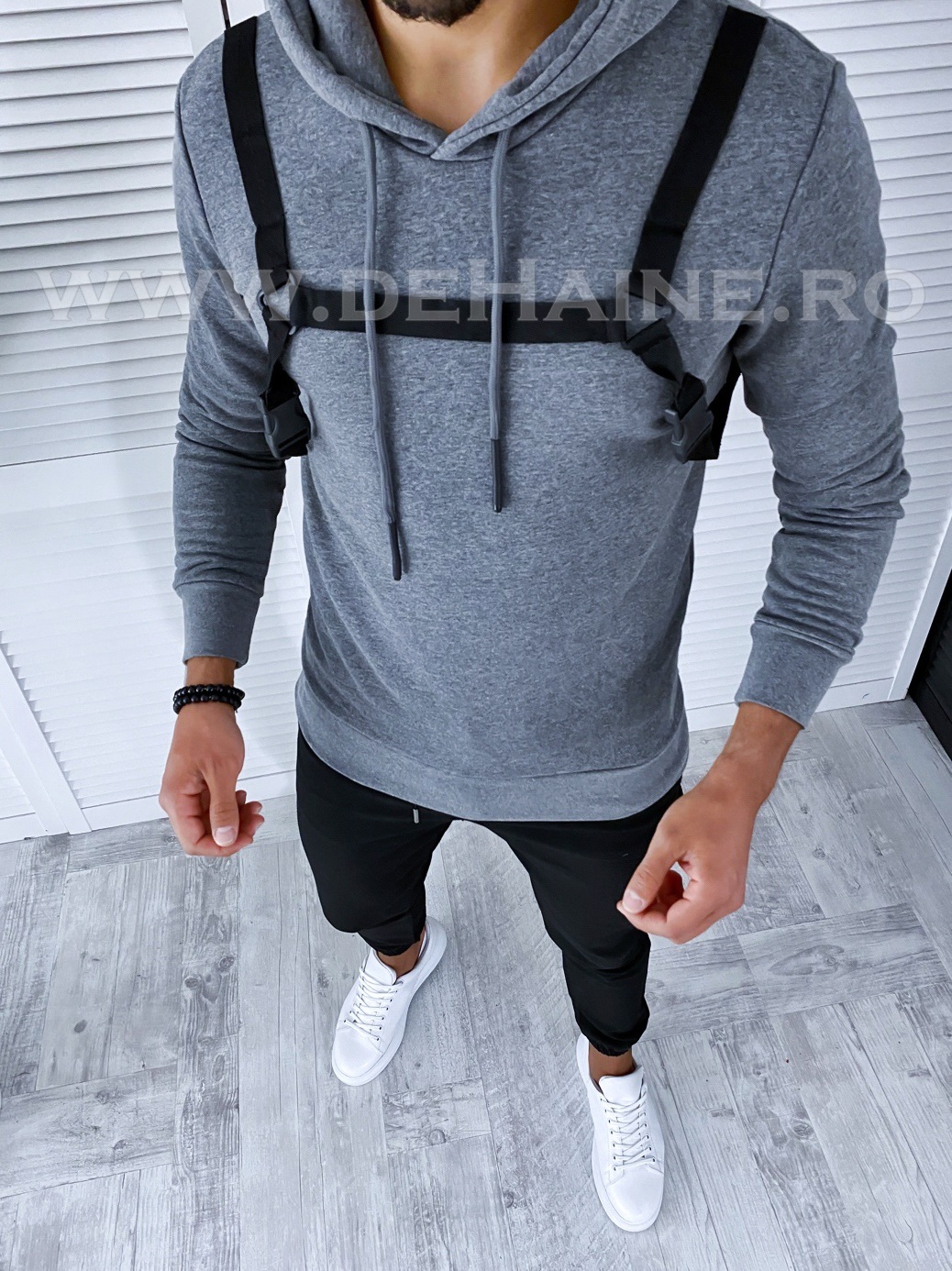 Hanorac barbati gri inchis slim fit 2726